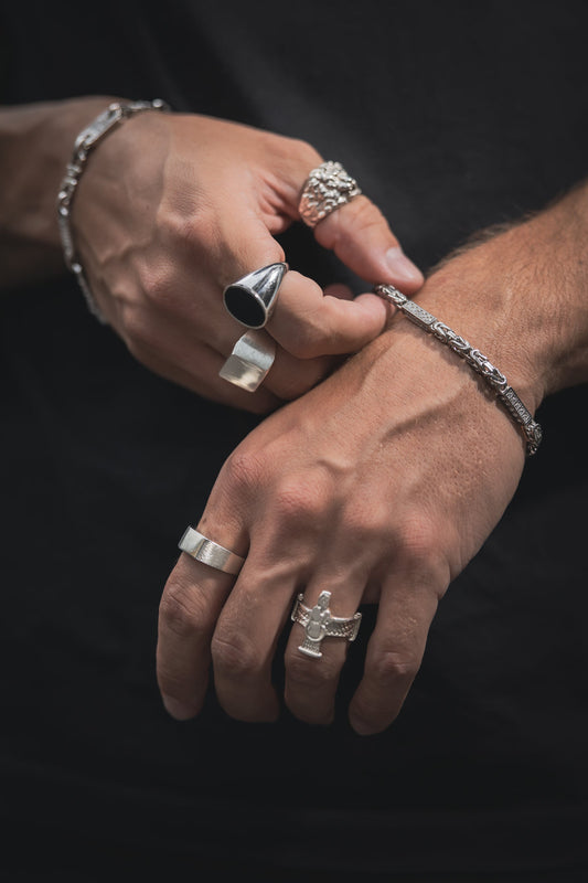 Faravahar Ring 925 Sterling Silber - Neun - Siebzig