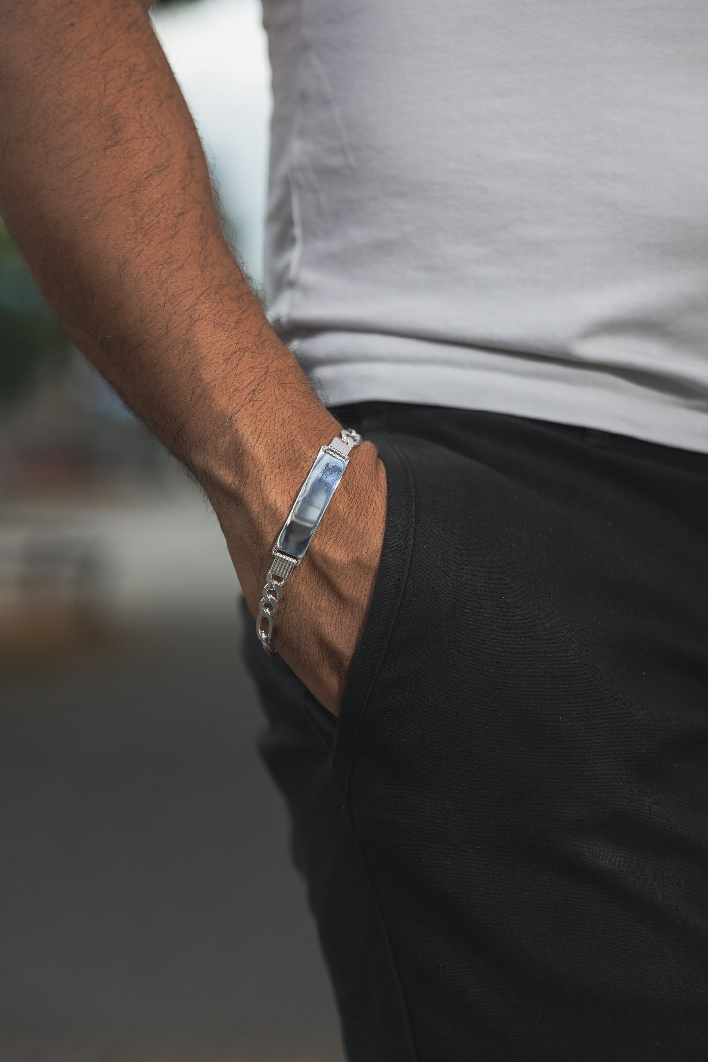 ID Figaro Armband 925 Sterling Silber - Neun - Siebzig