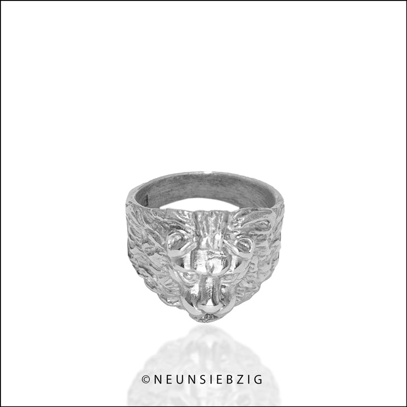 Löwen Ring 925 Sterling Silber - Neun - Siebzig