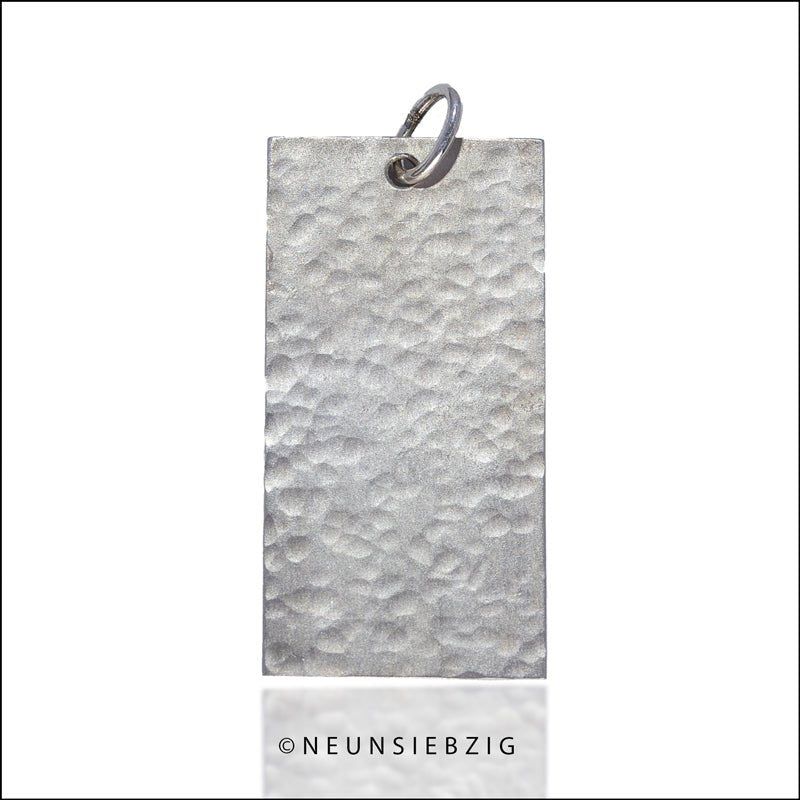 Rect Tag Hammered 925 Sterling Silber - Neun - Siebzig