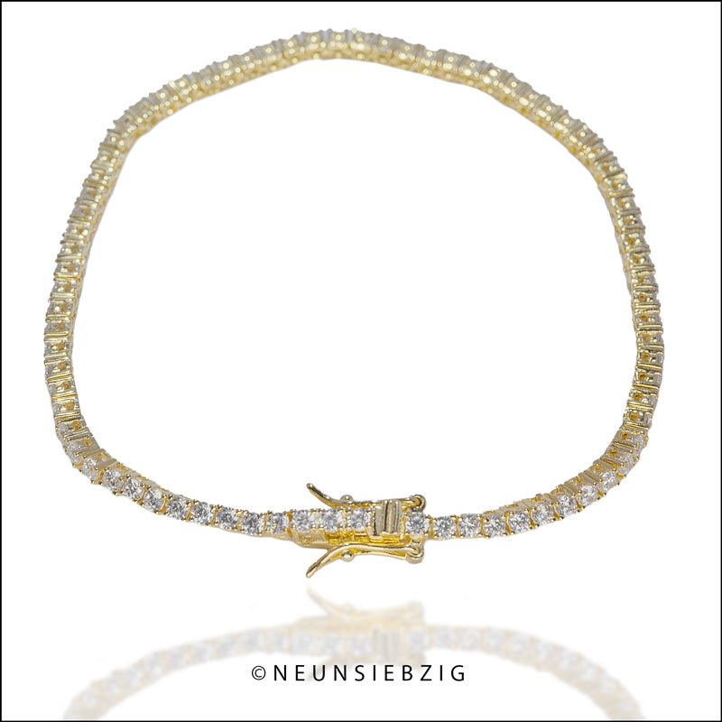 Tennis Gold Iced Out Armband Rund 925 Sterling Silber - Neun - Siebzig