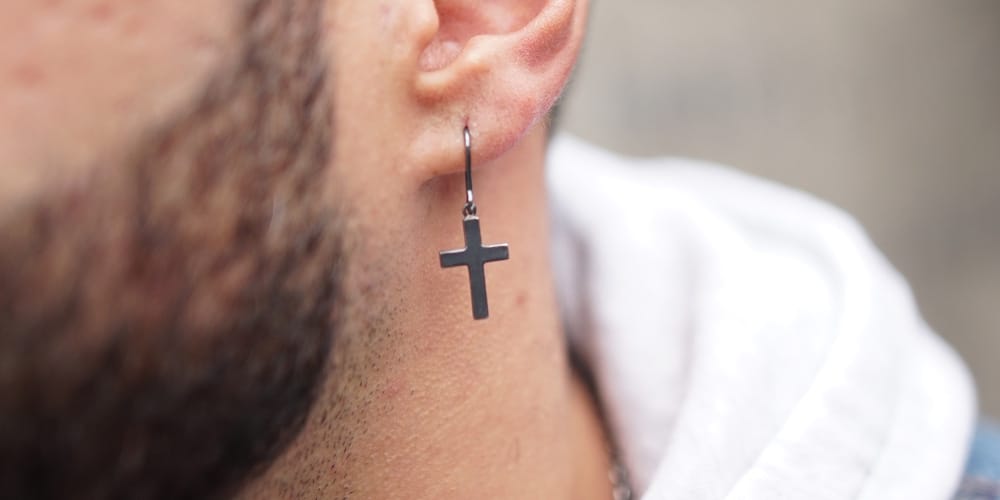 Kreuz Ohrringe 925 Sterling Silber - Neun - Siebzig