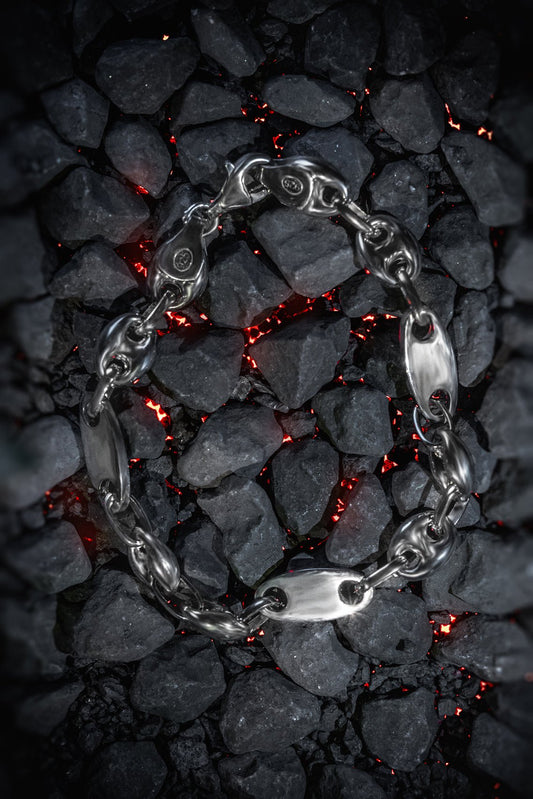 Bohnen Platten Armband 925 Sterling Silber - Neun - Siebzig