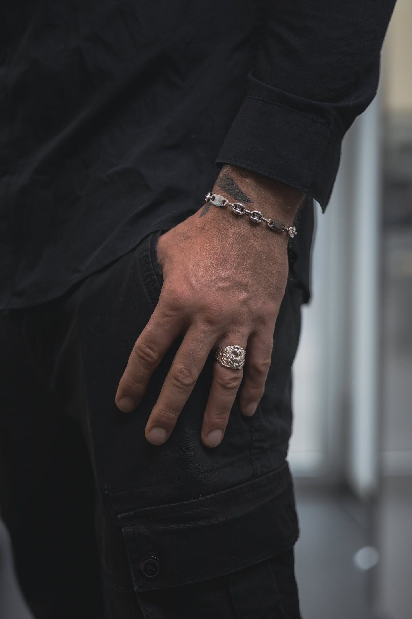 Bohnen Platten Armband 925 Sterling Silber - Neun - Siebzig