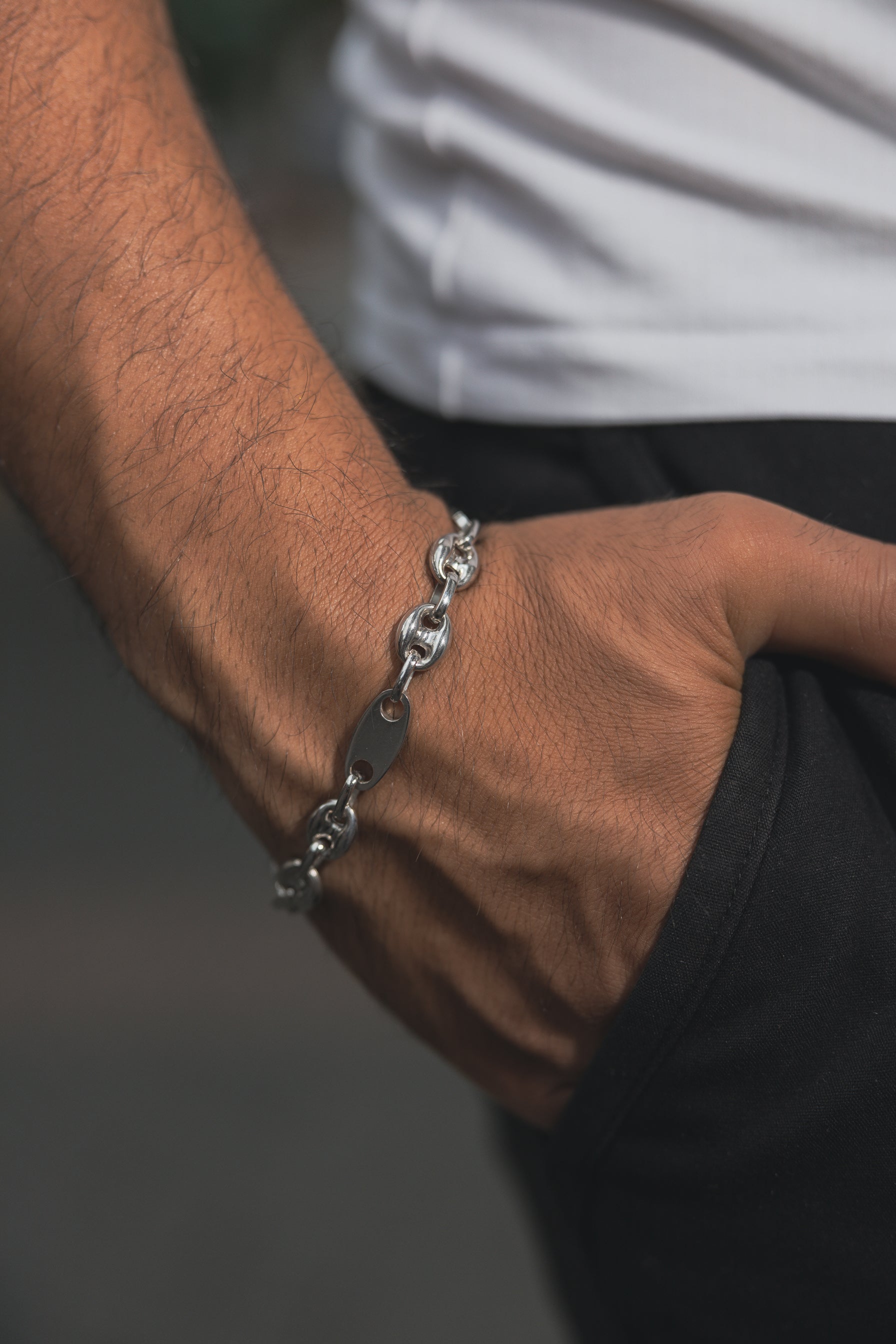 Bohnen Platten Armband 925 Sterling Silber - Neun - Siebzig