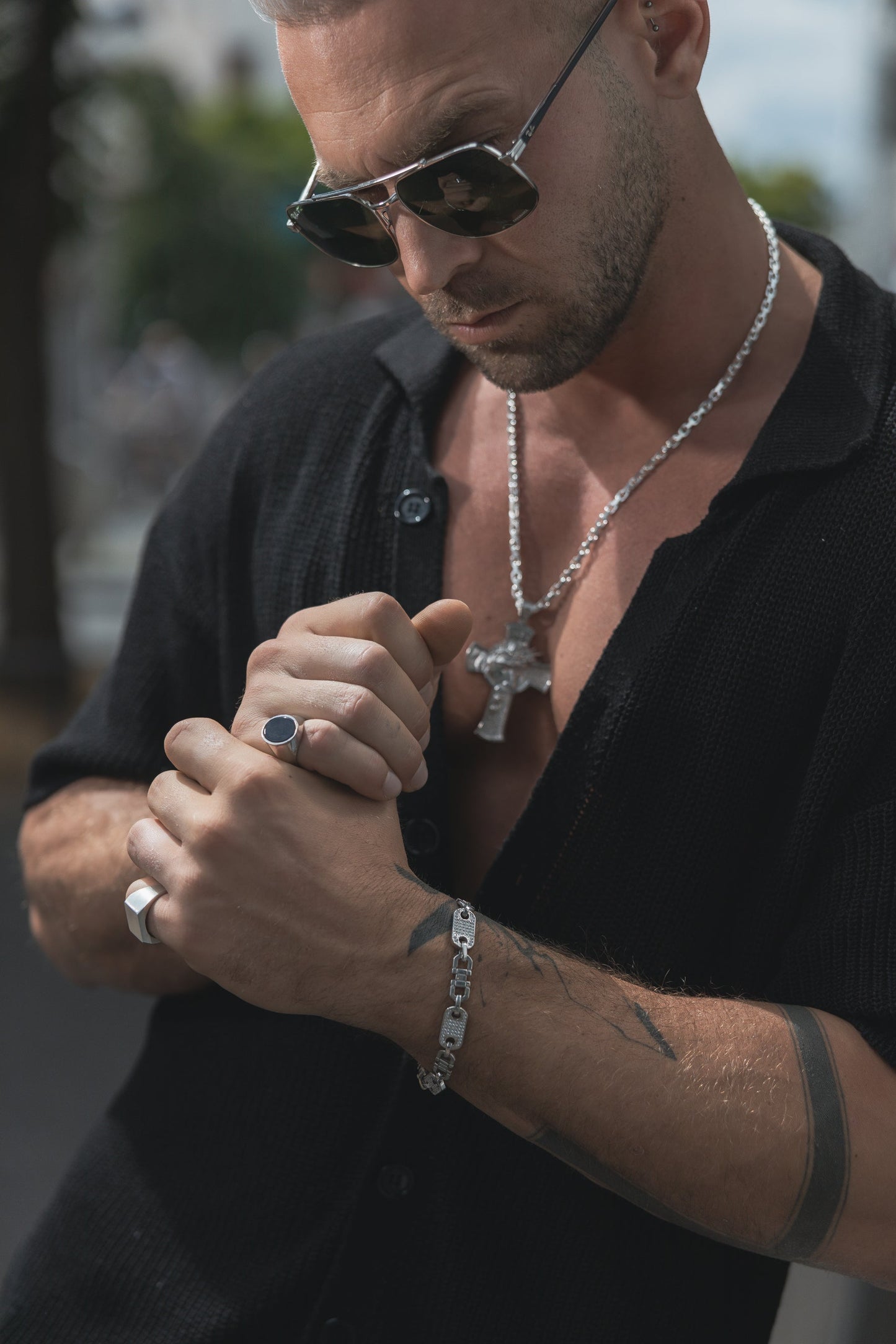 Ceaser Iced Out Armband 925 Sterling Silber - Neun - Siebzig