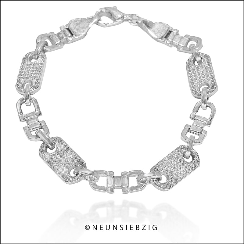 Ceaser Iced Out Armband 925 Sterling Silber - Neun - Siebzig