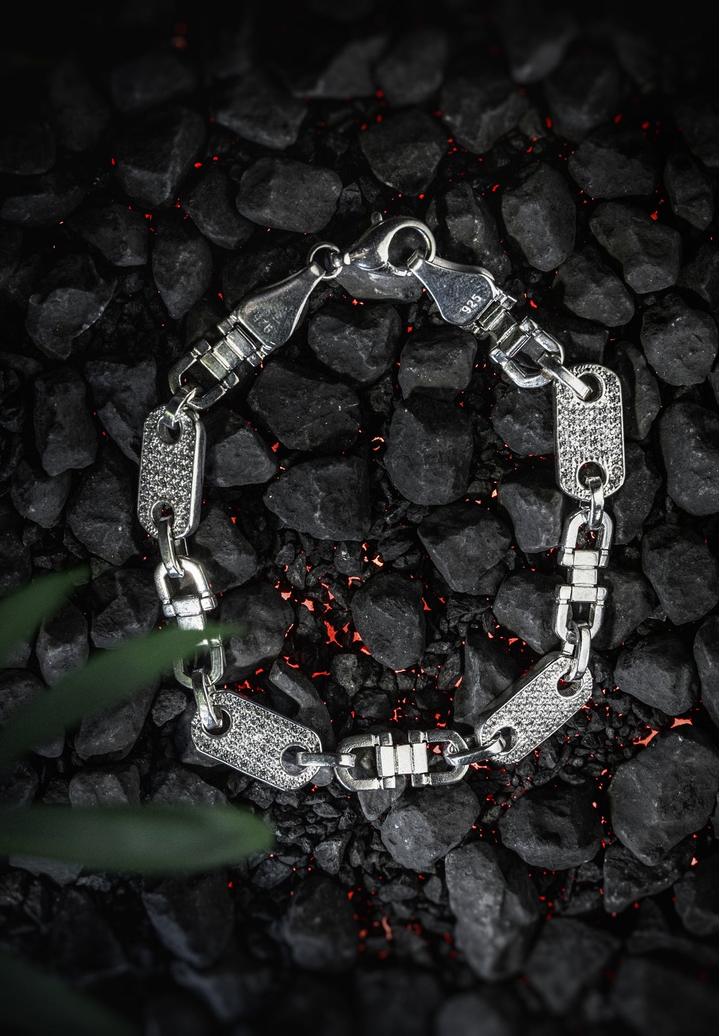 Ceaser Iced Out Armband 925 Sterling Silber - Neun - Siebzig