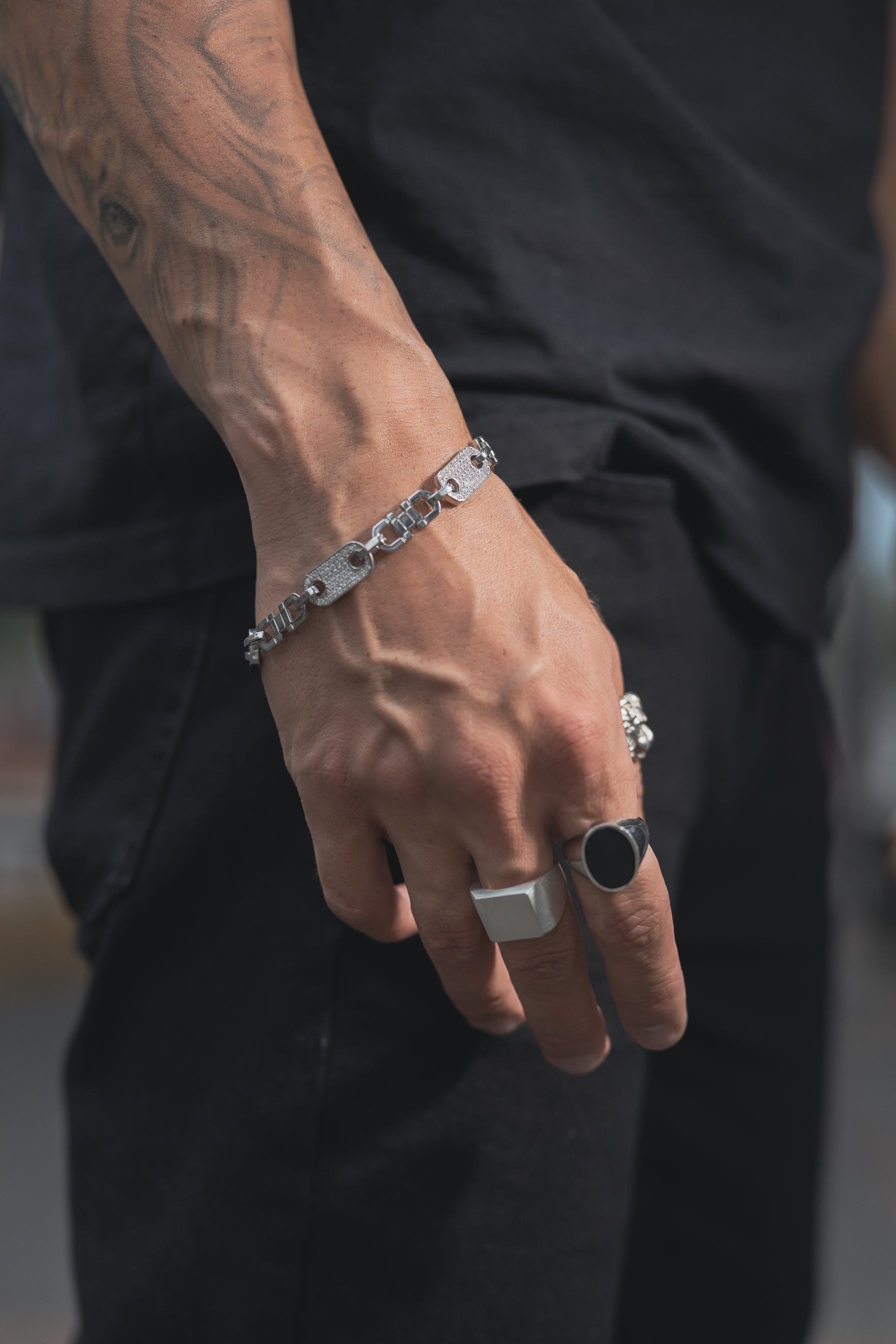 Ceaser Iced Out Armband 925 Sterling Silber - Neun - Siebzig