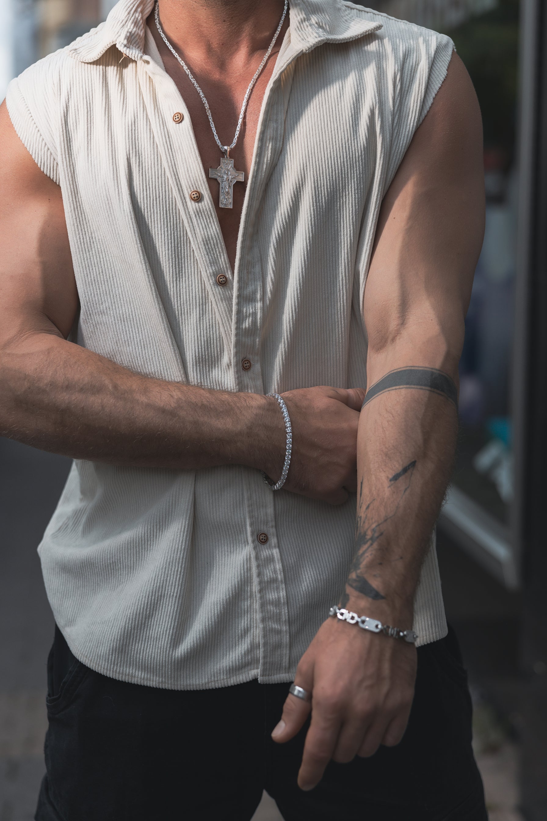 Ceaser Iced Out Armband 925 Sterling Silber - Neun - Siebzig