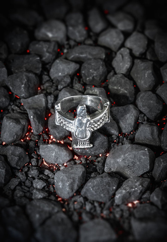 Faravahar Ring 925 Sterling Silber - Neun - Siebzig