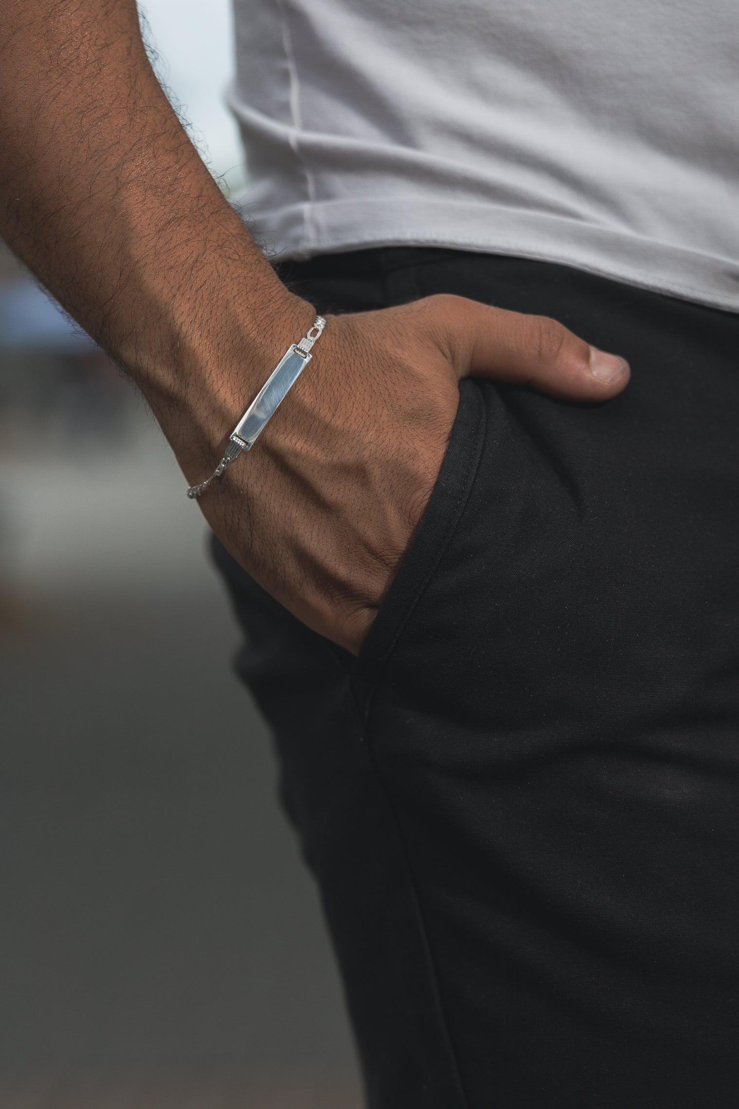 ID Figaro Armband 925 Sterling Silber - Neun - Siebzig