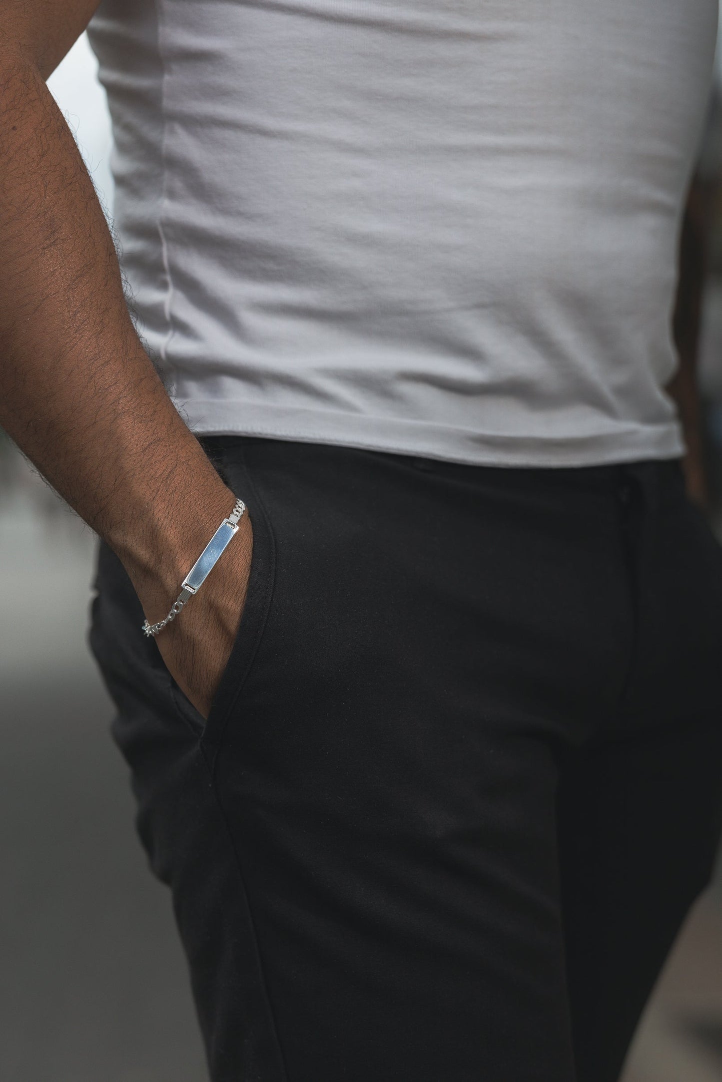 ID Panzer Armband 925 Sterling Silber - Neun - Siebzig