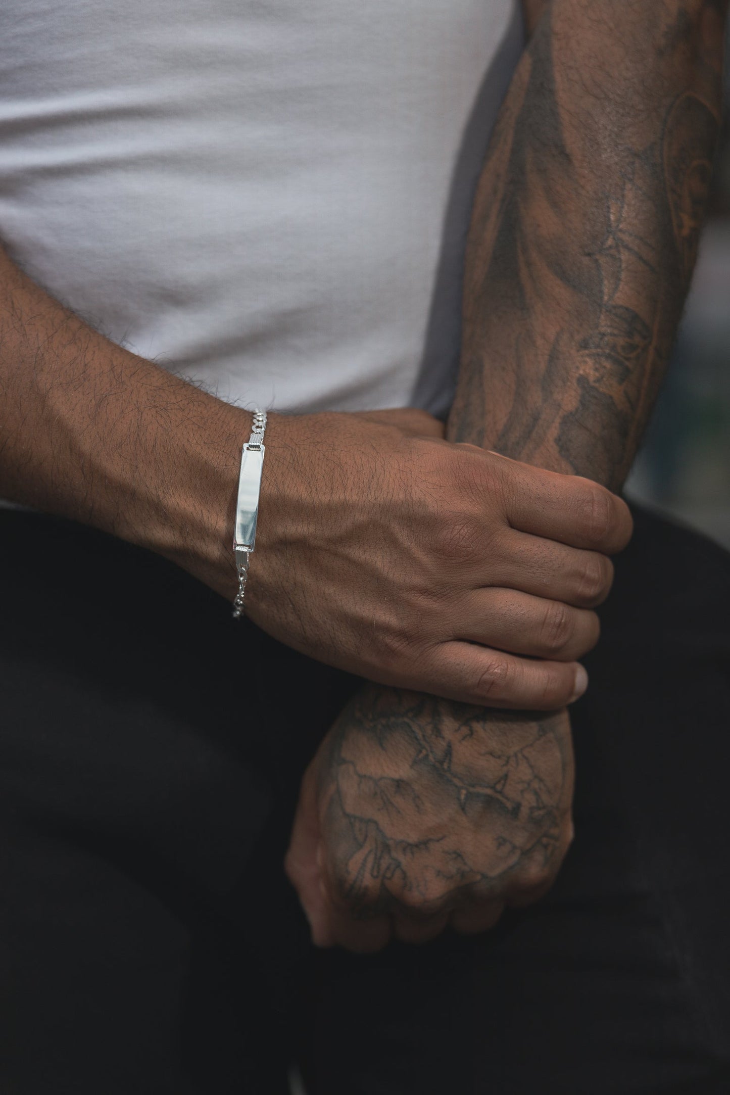 ID Panzer Armband 925 Sterling Silber - Neun - Siebzig