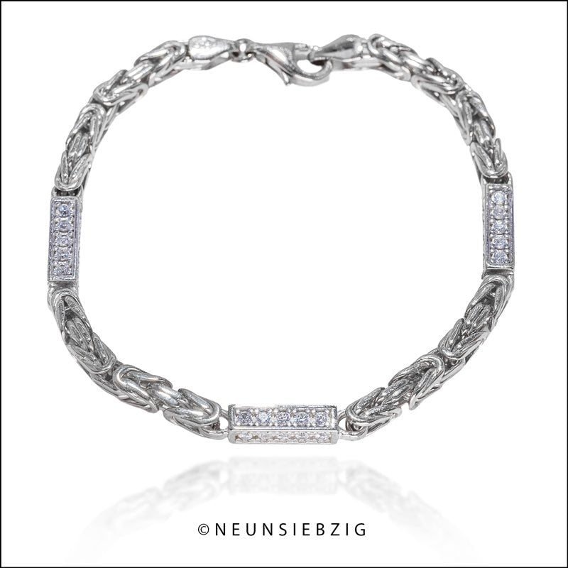 Königs Iced Out Armband 925 Sterling Silber - Neun - Siebzig
