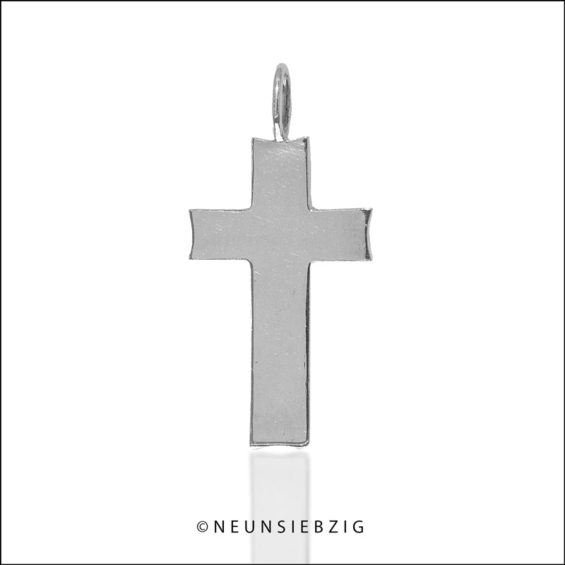 Kreuz Anhänger Schlicht 925 Sterling Silber - Neun - Siebzig