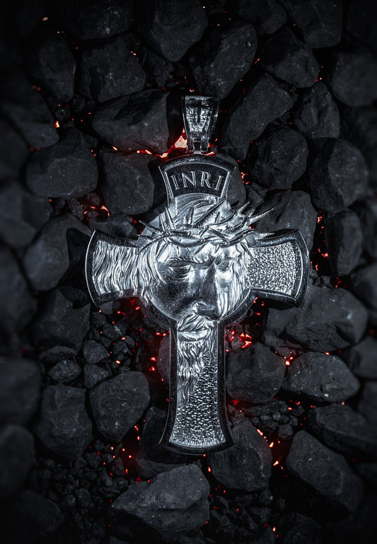 Kreuz Jesus Anhänger 925 Sterling Silber - Neun - Siebzig