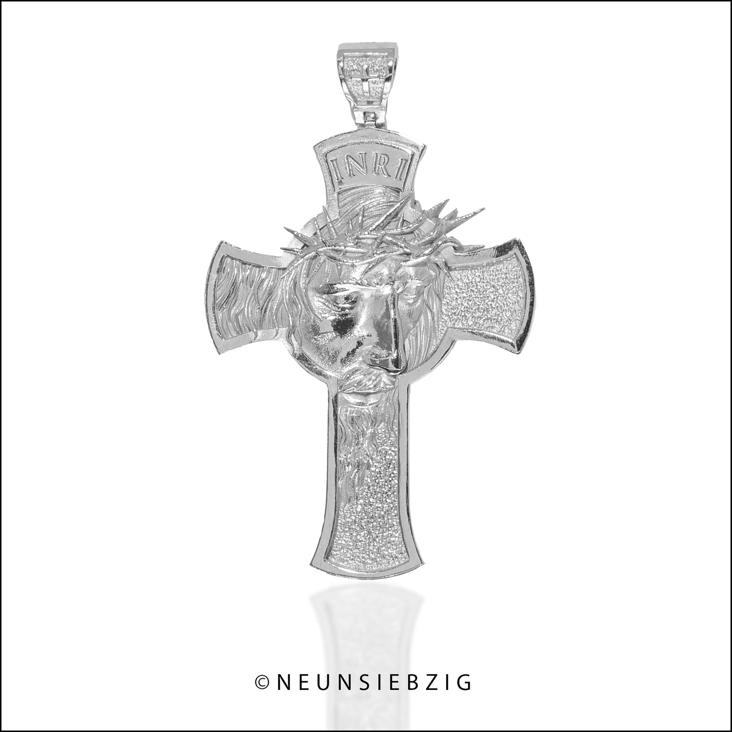 Kreuz Jesus Anhänger 925 Sterling Silber - Neun - Siebzig