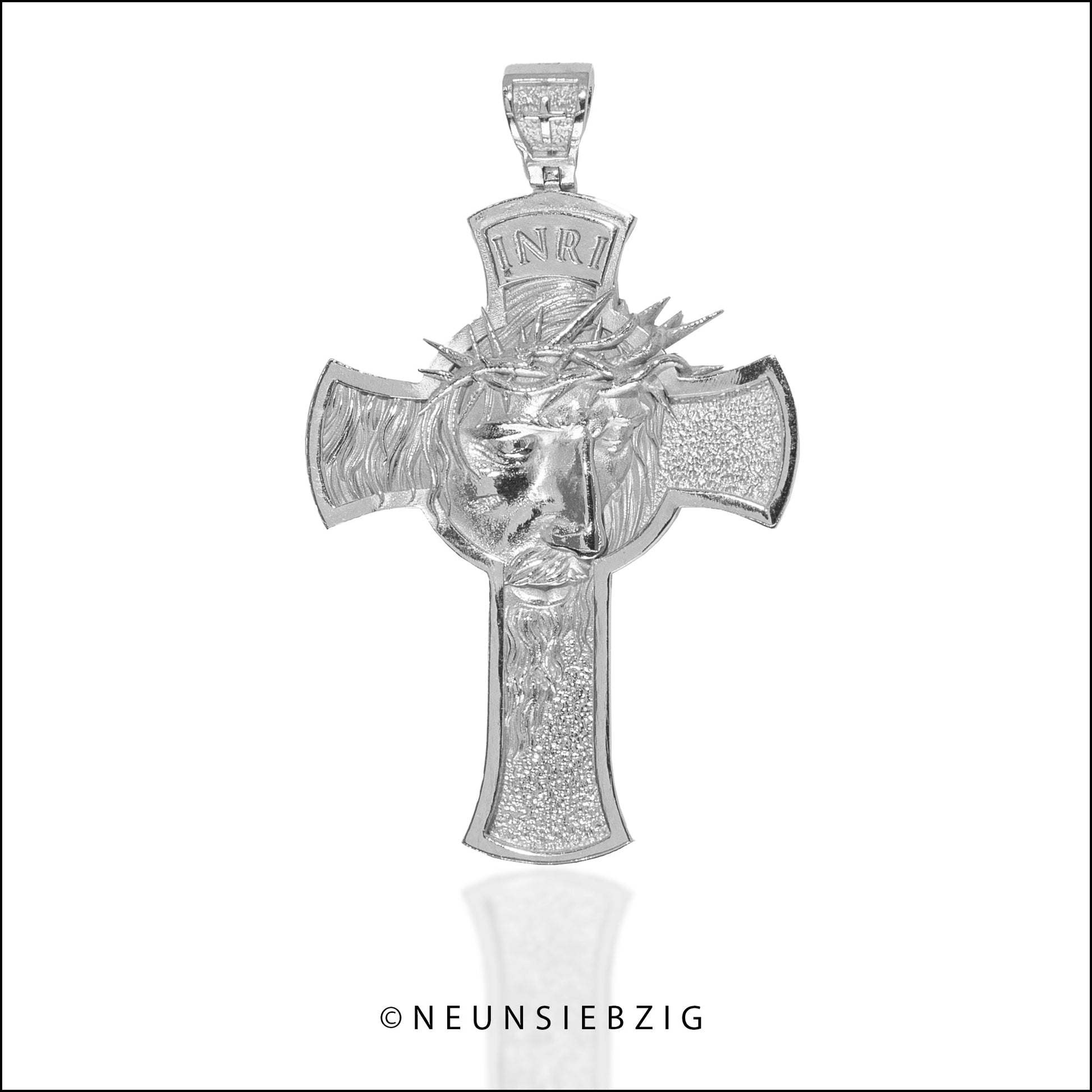 Kreuz Jesus Anhänger 925 Sterling Silber - Neun - Siebzig