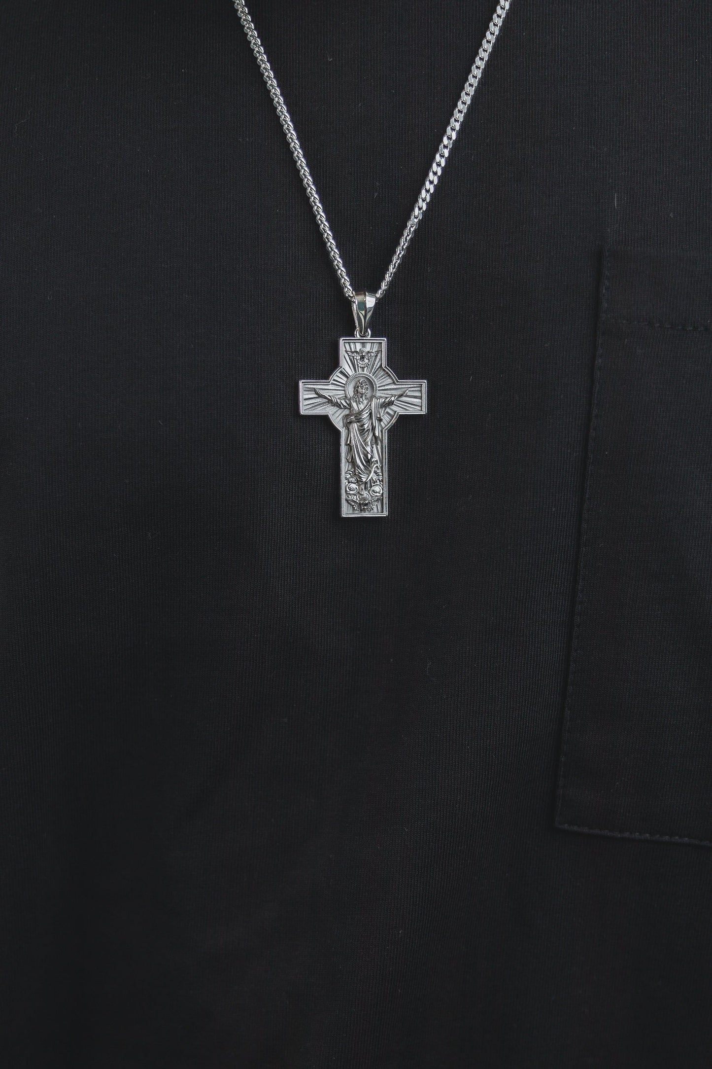 Kreuz Leonid Anhänger 925 Sterling Silber - Neun - Siebzig