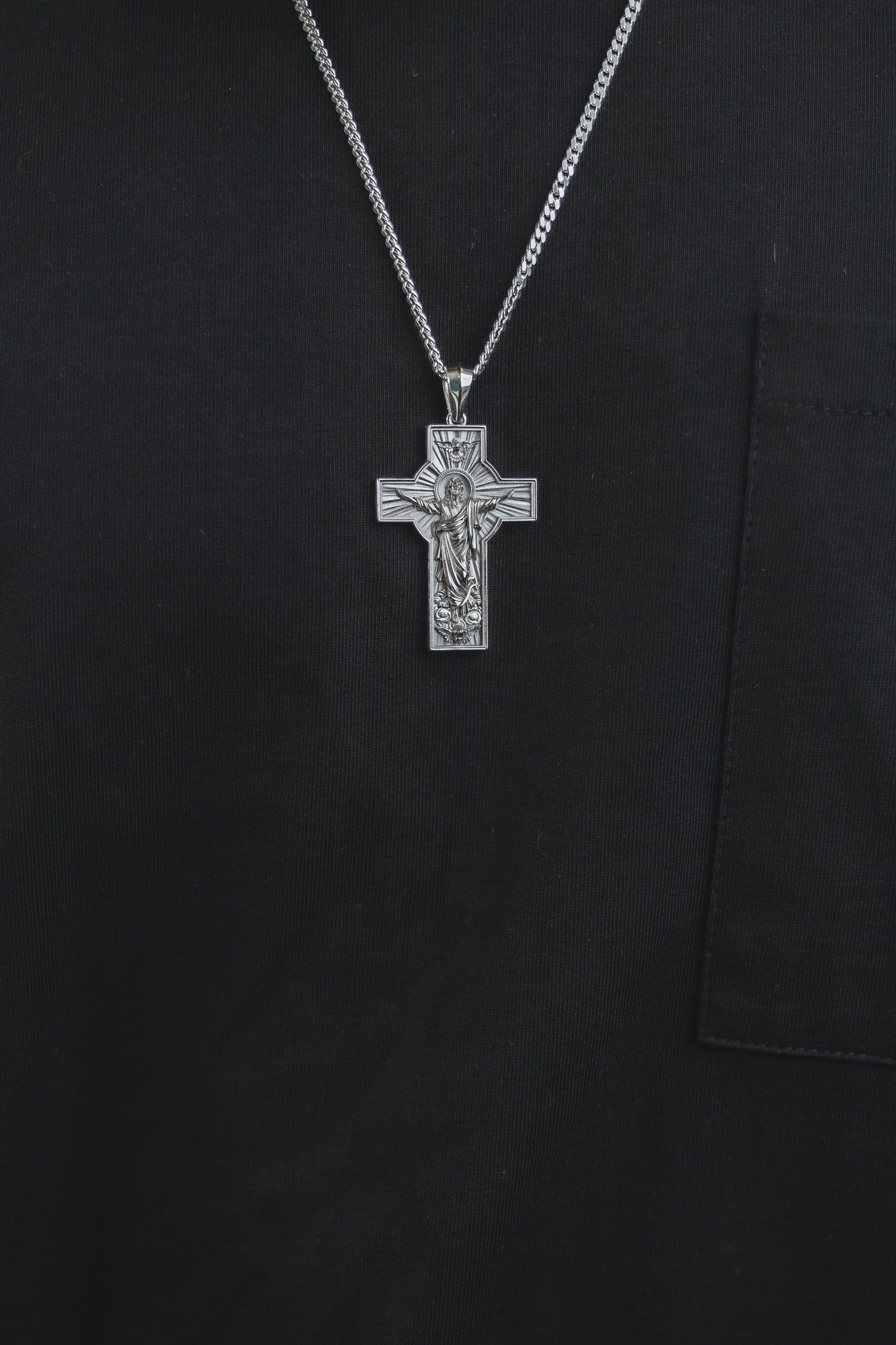 Kreuz Leonid Anhänger 925 Sterling Silber - Neun - Siebzig
