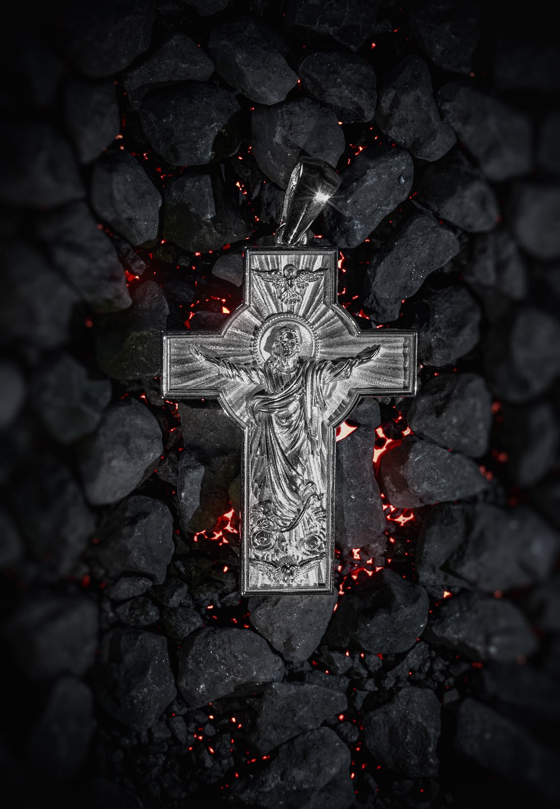 Kreuz Leonid Anhänger 925 Sterling Silber - Neun - Siebzig