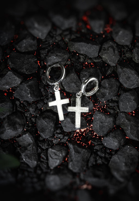 Kreuz Ohrringe 925 Sterling Silber - Neun - Siebzig