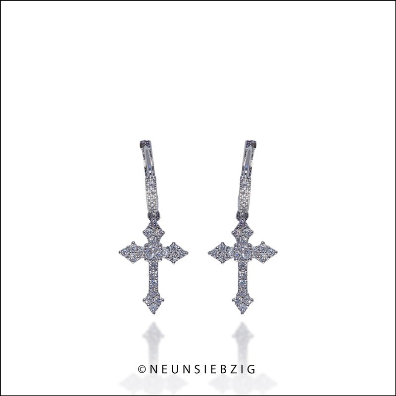 Kreuz Ohrringe Rhodiniert/ Vergoldet Modeschmuck - Neun - Siebzig