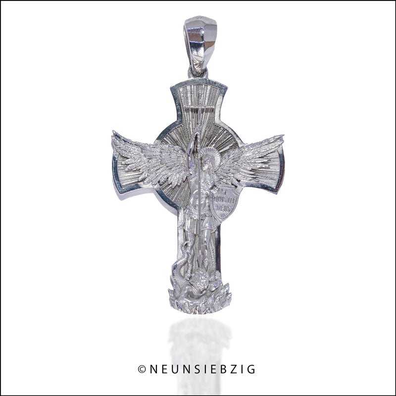 Kreuz Saint Michel Angel Anhänger 925 Sterling Silber - Neun - Siebzig