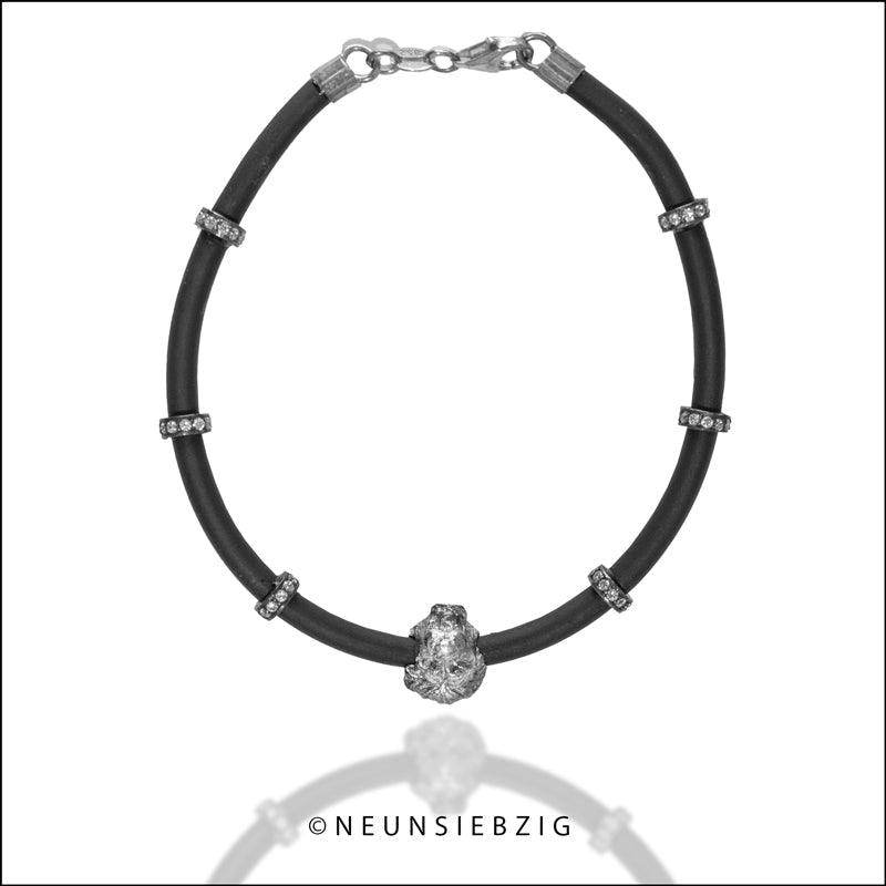Löwen Armband Kautschuk 925 Sterling Silber - Neun - Siebzig