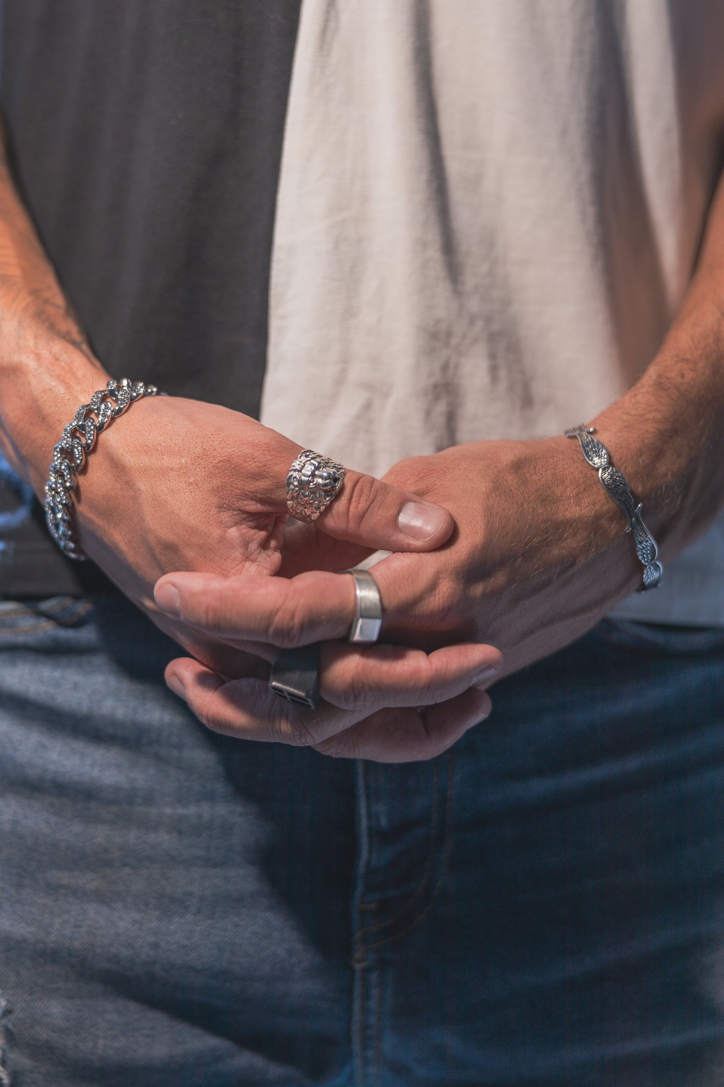 Löwen Ring 925 Sterling Silber - Neun - Siebzig