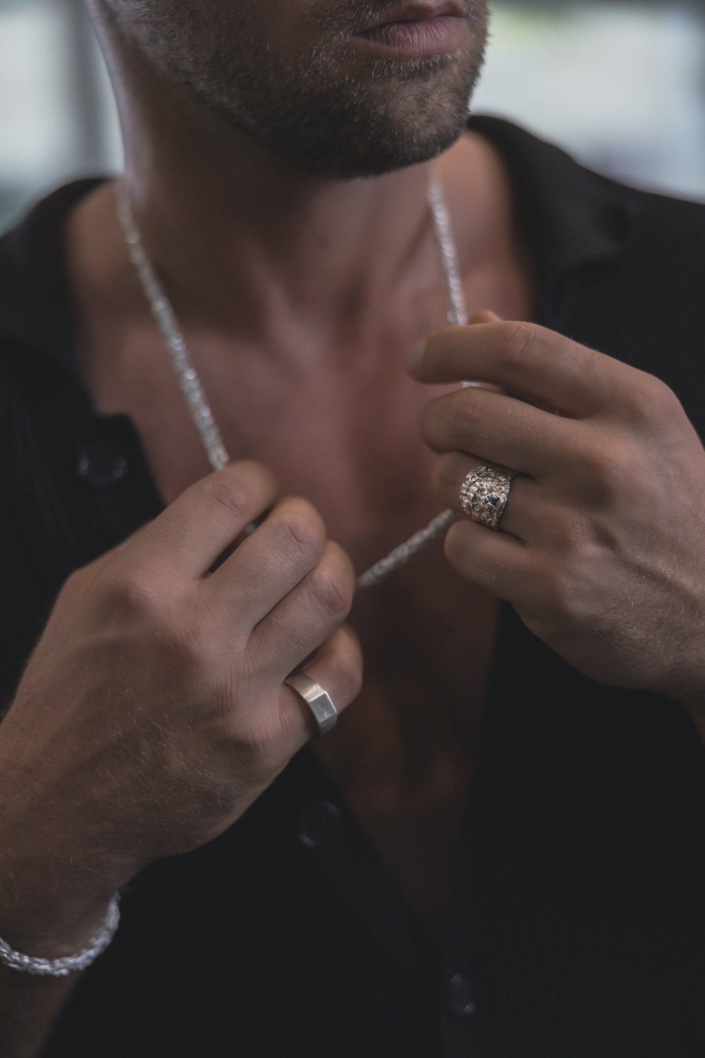 Löwen Ring 925 Sterling Silber - Neun - Siebzig