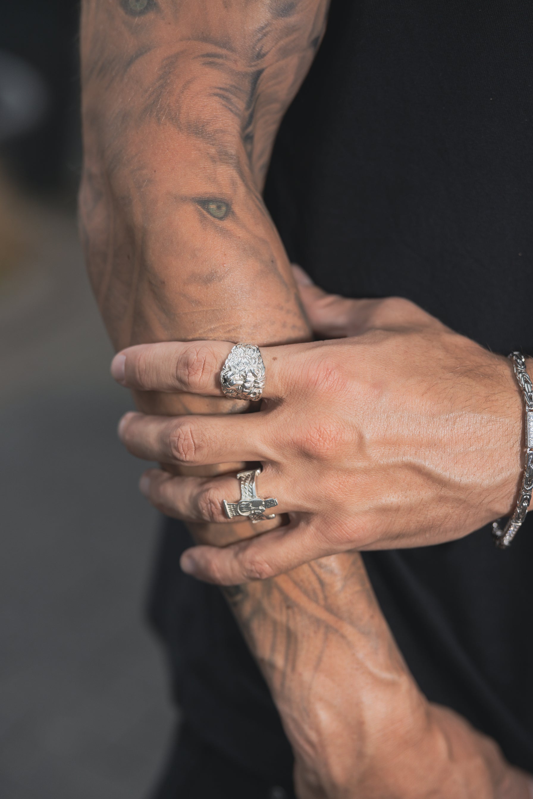 Löwen Ring 925 Sterling Silber - Neun - Siebzig