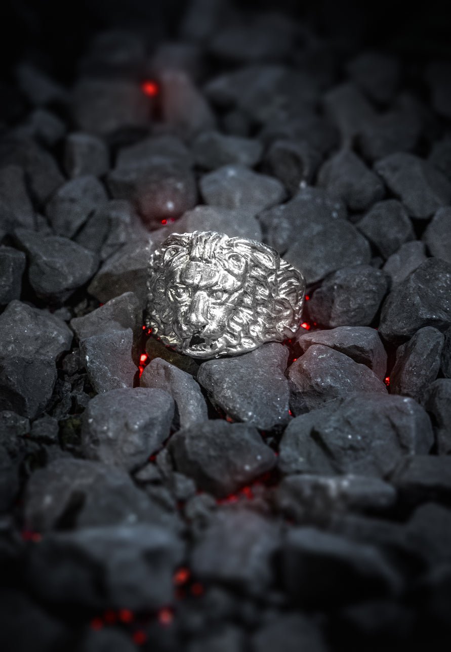 Löwen Ring 925 Sterling Silber - Neun - Siebzig