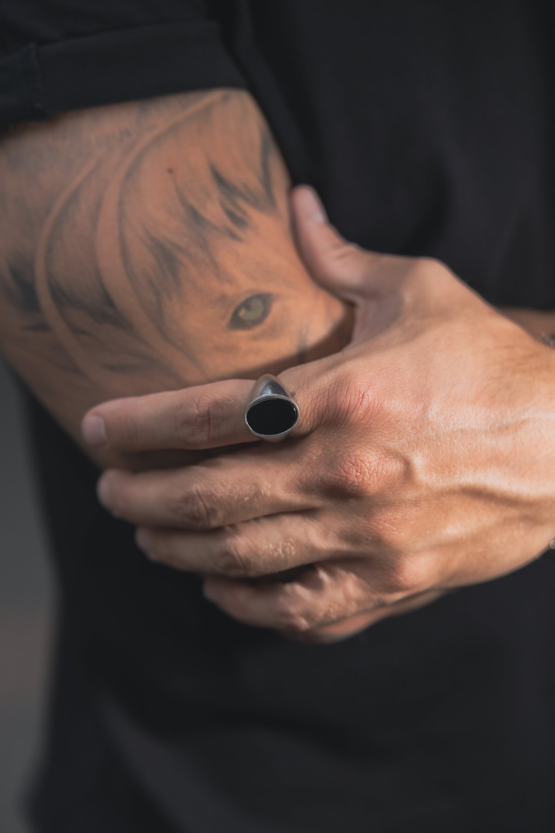 Medieval Ring Oval 925 Sterling Silber - Neun - Siebzig