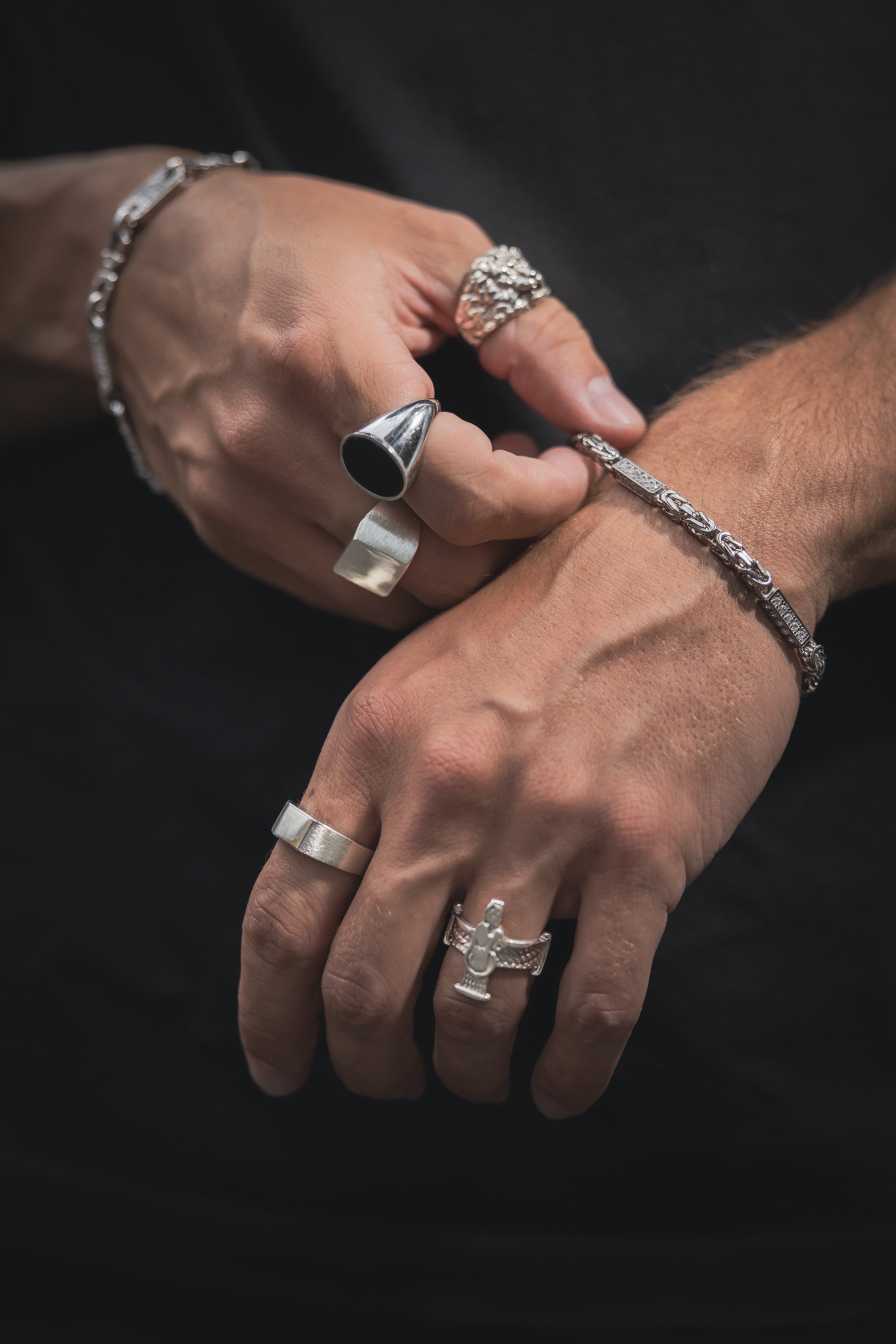 Medieval Ring Oval 925 Sterling Silber - Neun - Siebzig