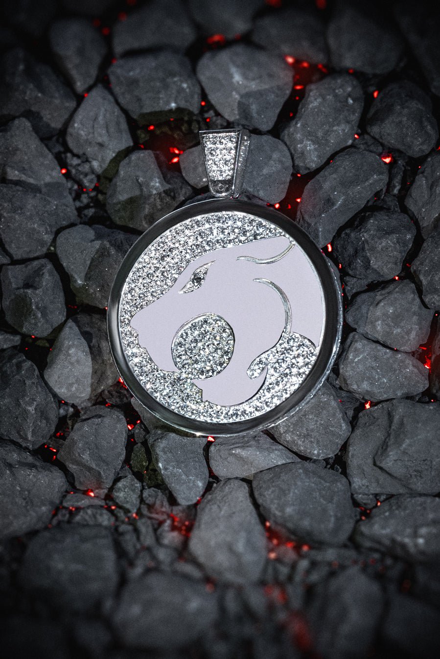 Panter Iced out Anhänger 925 Sterling Silber - Neun - Siebzig
