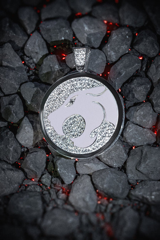 Panter Iced out Anhänger 925 Sterling Silber - Neun - Siebzig