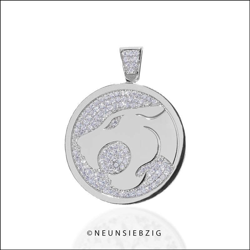 Panter Iced out Anhänger 925 Sterling Silber - Neun - Siebzig