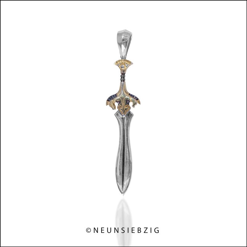 Pferde Schwert Anhänger 925 Sterling Silber - Neun - Siebzig