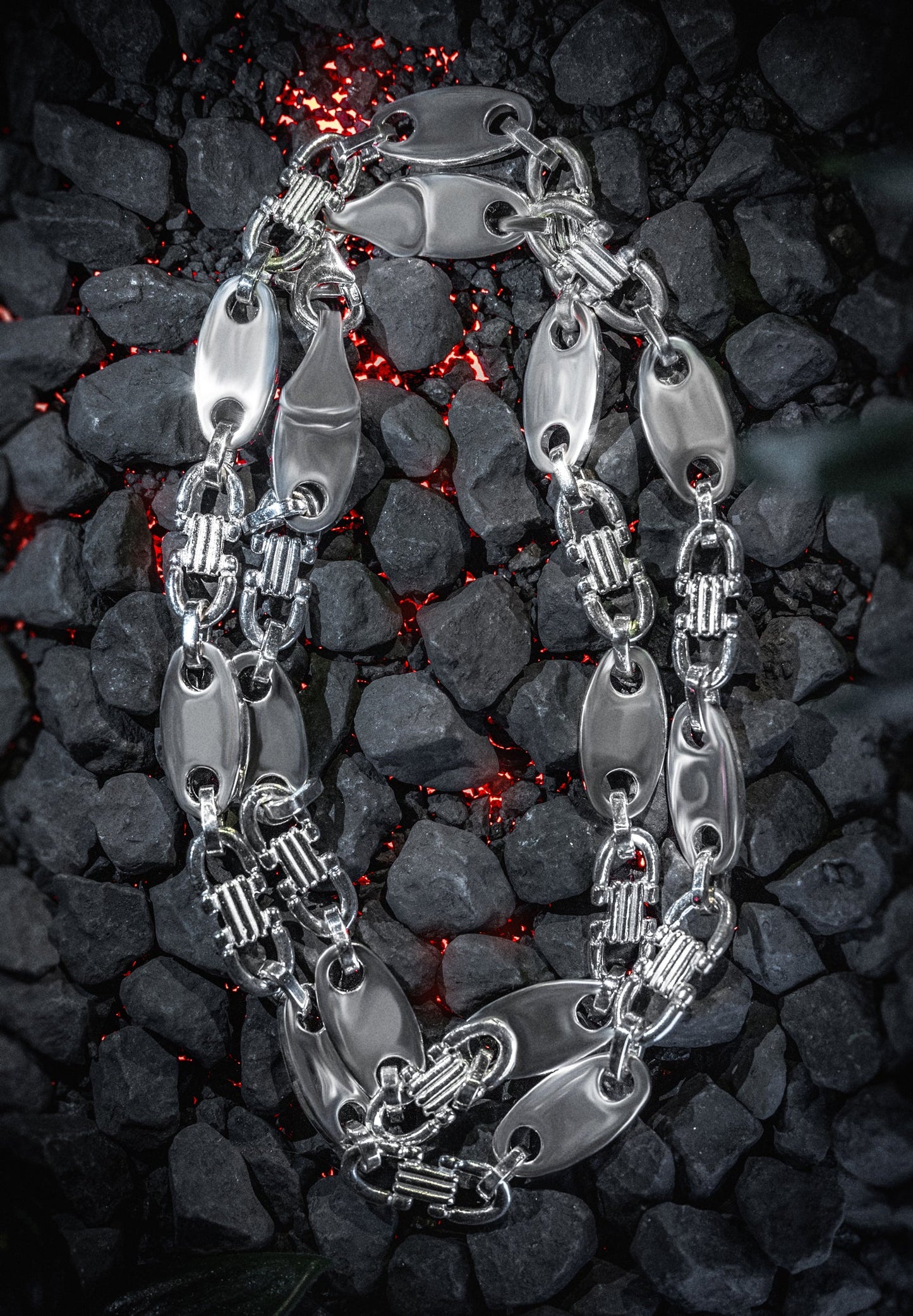 Platten Kette Ceaser 925 Sterling Silber - Neun - Siebzig