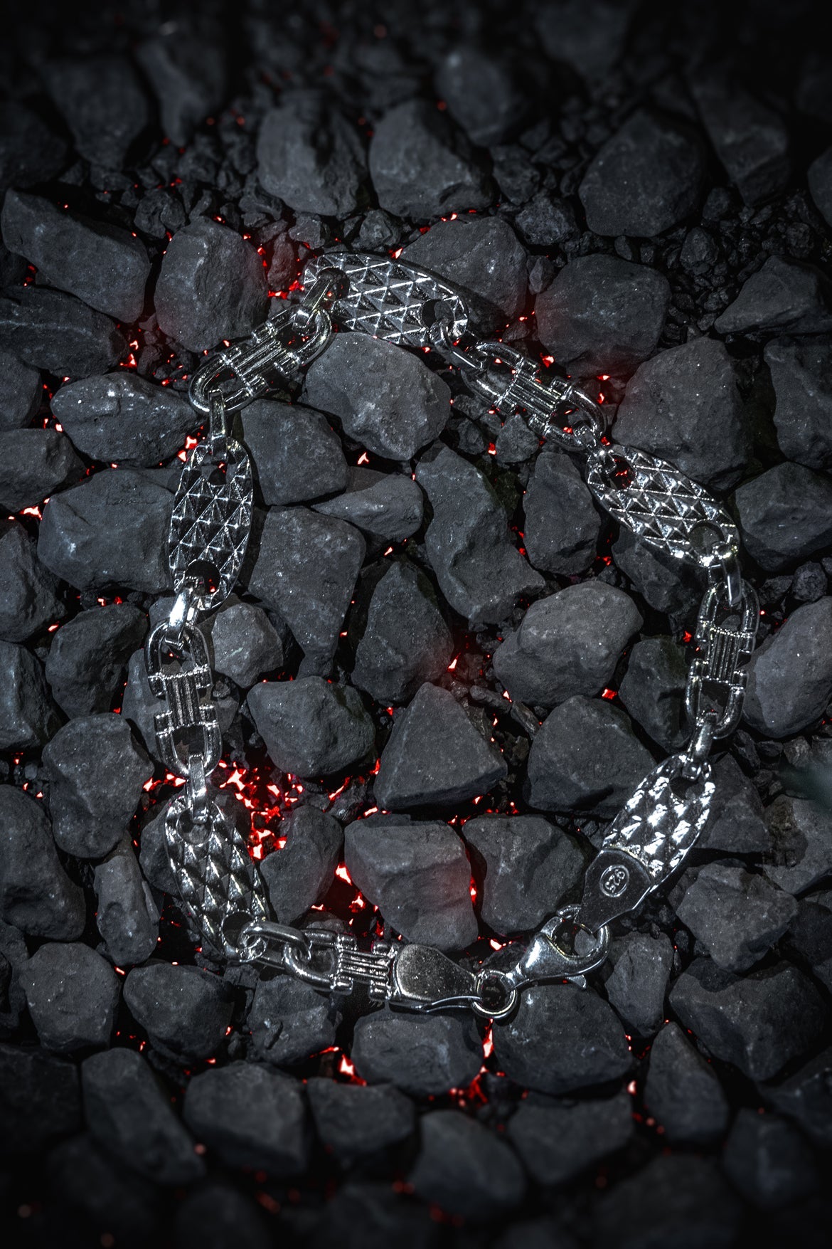 Plattenschliff Armband 925 Sterling Silber - Neun - Siebzig