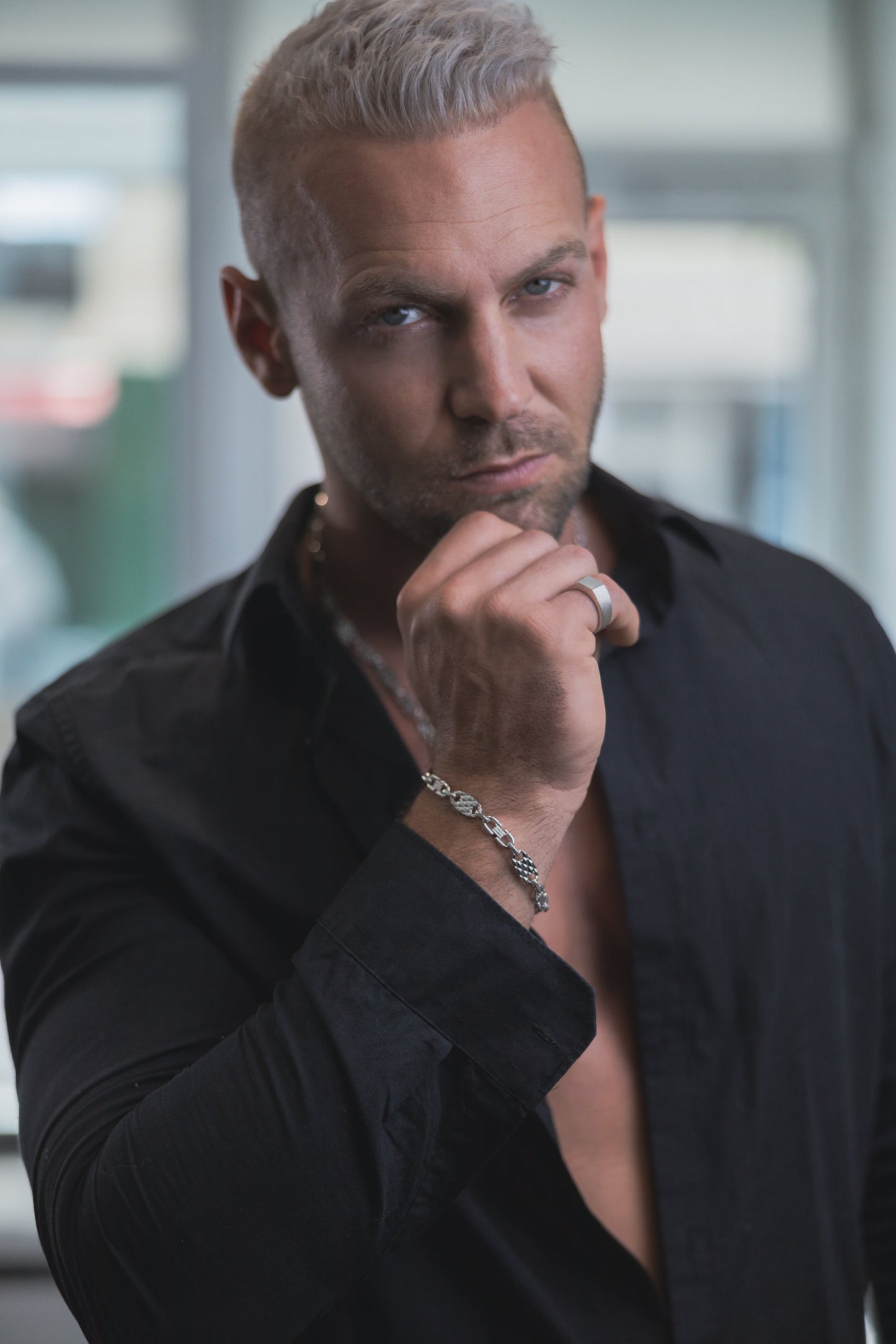 Plattenschliff Armband 925 Sterling Silber - Neun - Siebzig