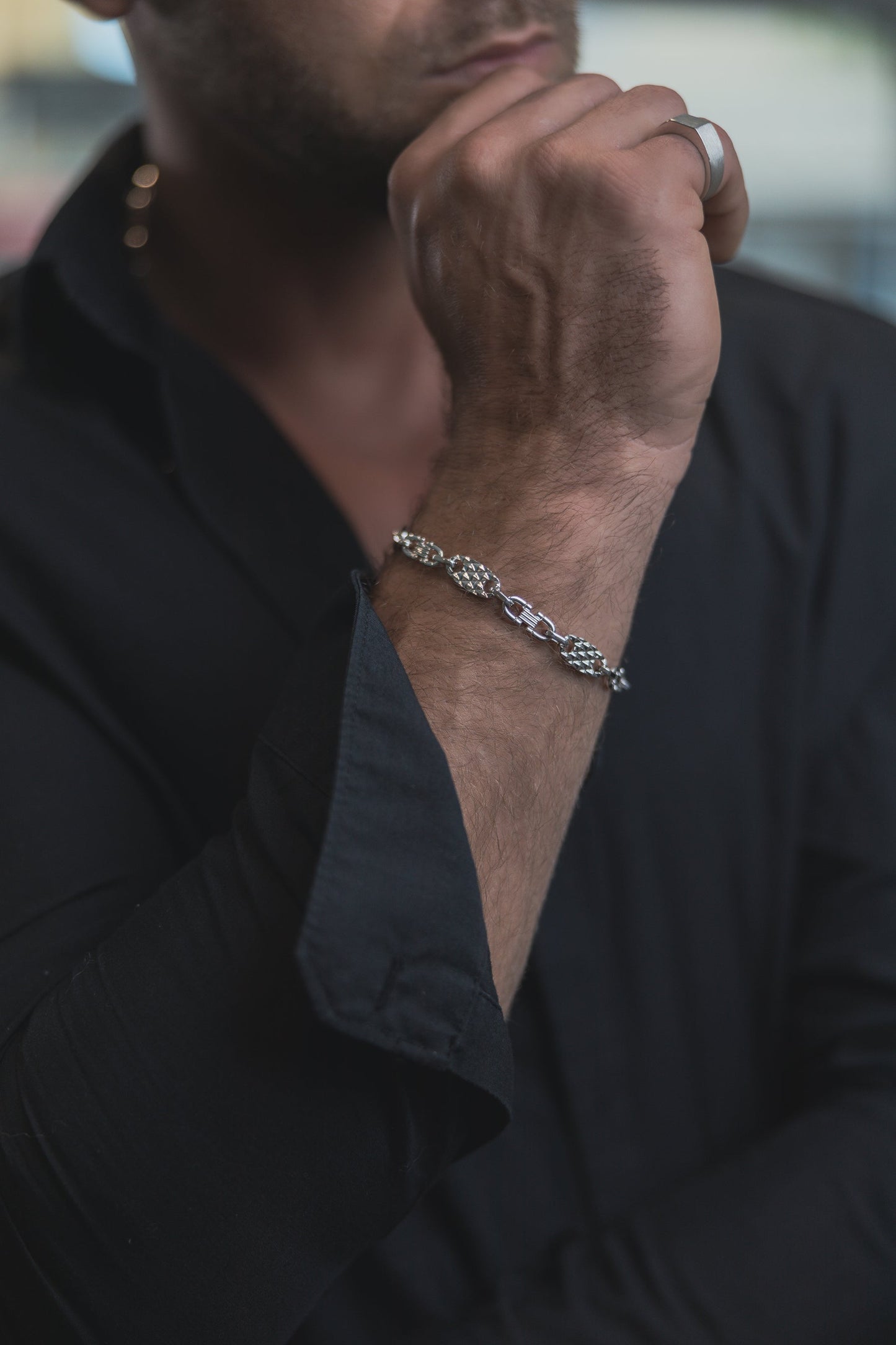 Plattenschliff Armband 925 Sterling Silber - Neun - Siebzig