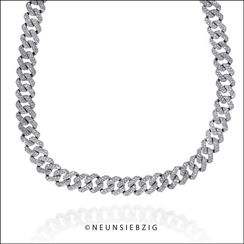 Squared Iced Out Kette Versilbert Modeschmuck - Neun - Siebzig