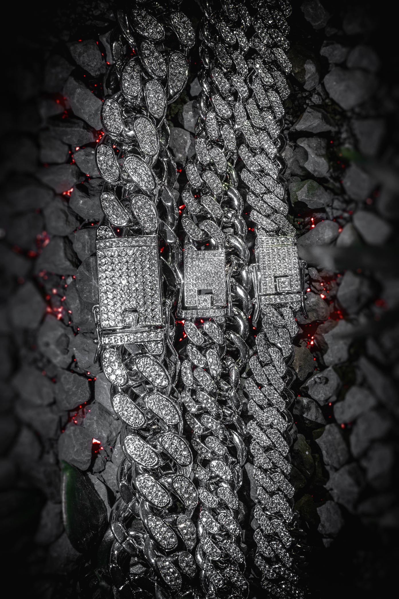 Squared Iced Out Kette Versilbert Modeschmuck - Neun - Siebzig