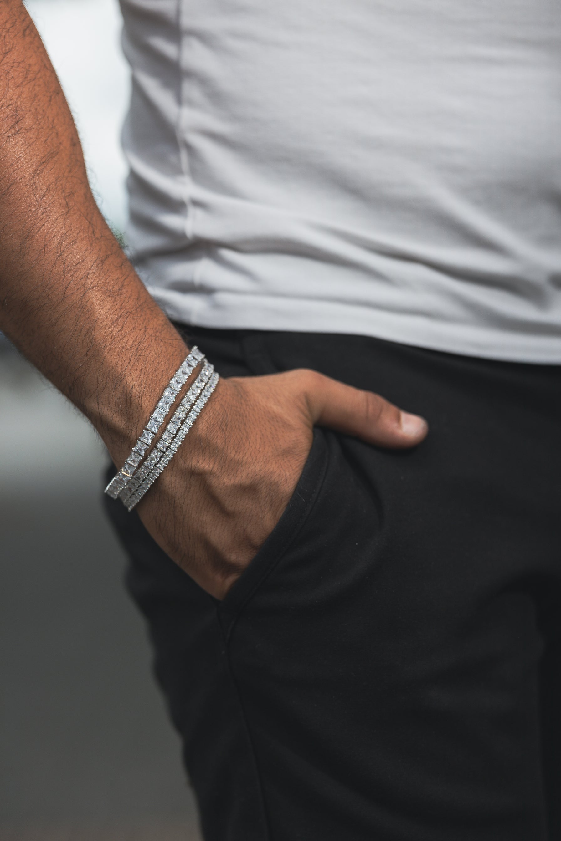 Tennis Iced Out Armband Eckig 925 Sterling Silber - Neun - Siebzig