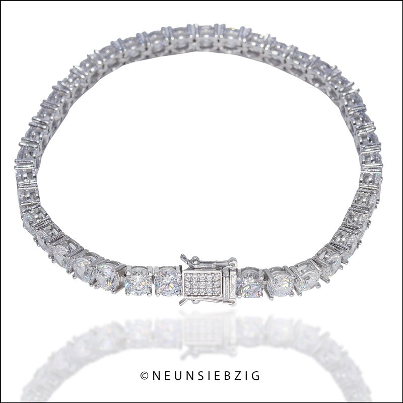 Tennis Iced Out Armband Rund 925 Sterling Silber - Neun - Siebzig