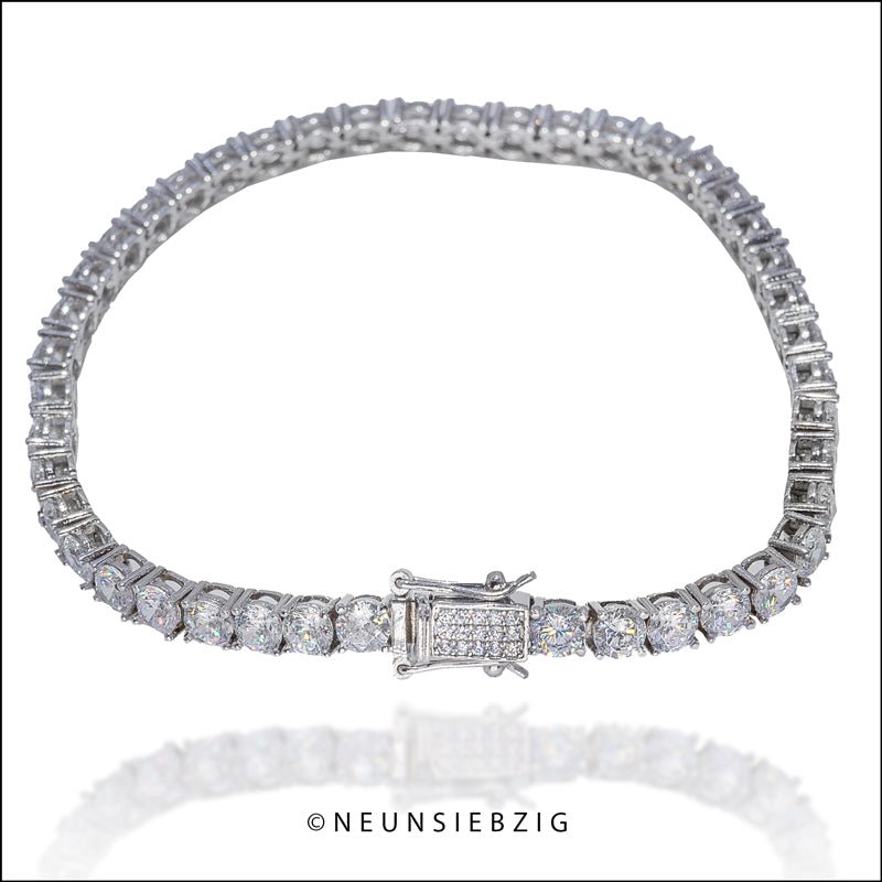 Tennis Iced Out Armband Rund 925 Sterling Silber - Neun - Siebzig