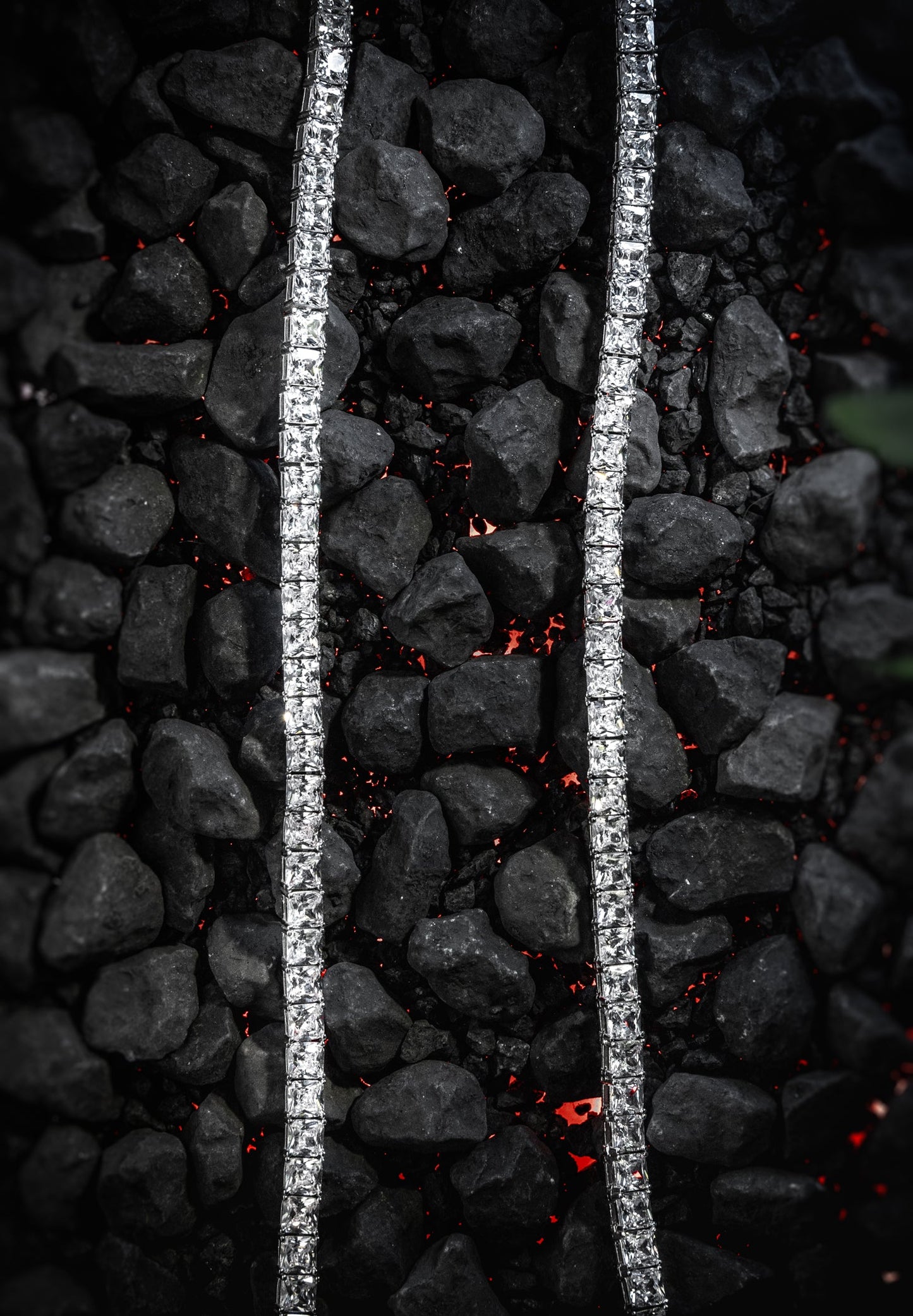 Tennis Iced Out Kette Eckig 925 Sterling Silber - Neun - Siebzig